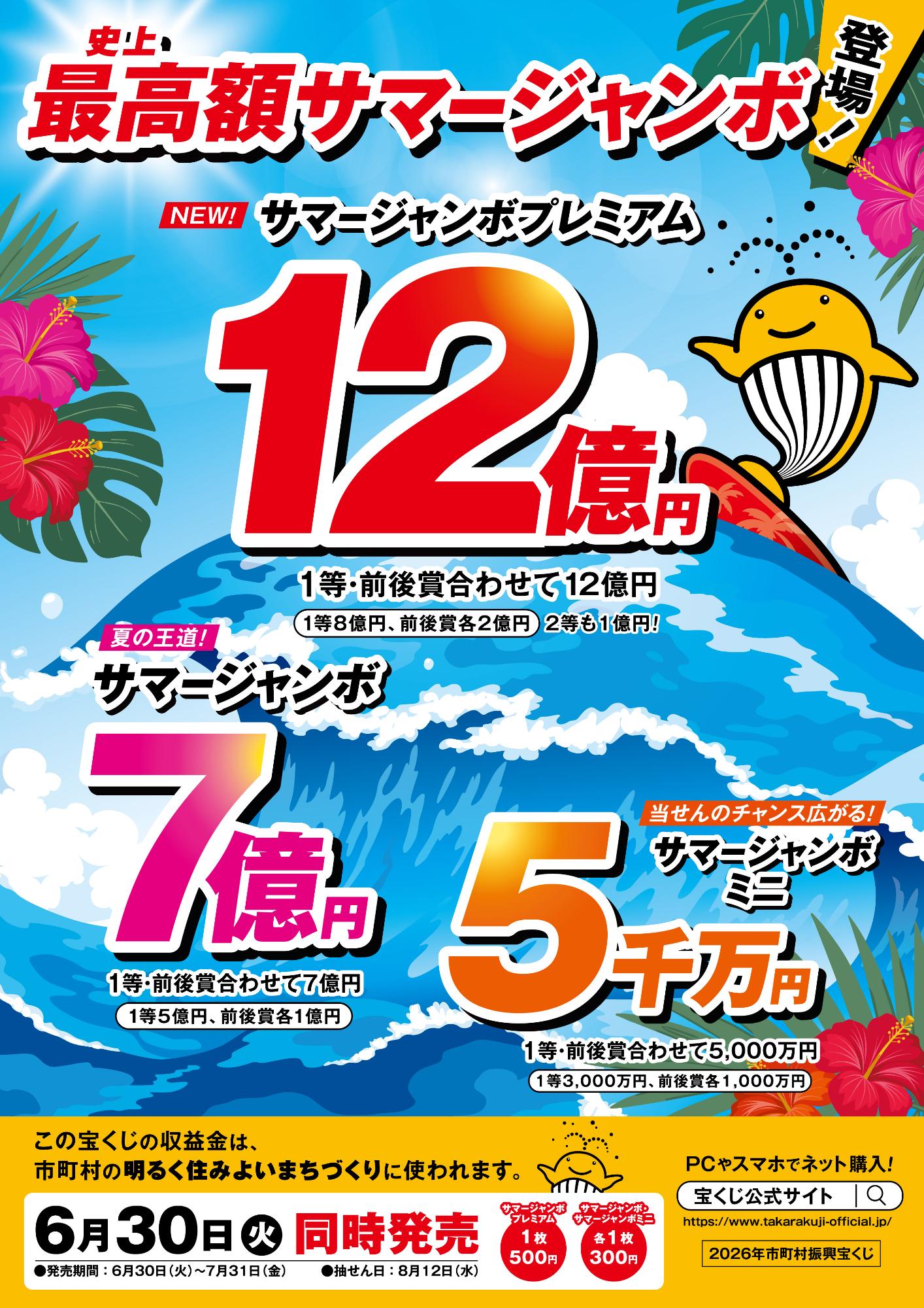 サマージャンボ宝くじが6月30日から発売されます。購入は県内で!!／西海市